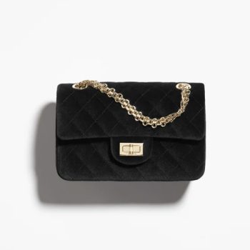 Chanel Black Velvet Mini 2.55 Handbag