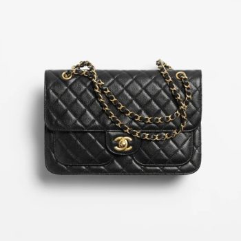 Chanel Black Grained Calfskin Flap Bag